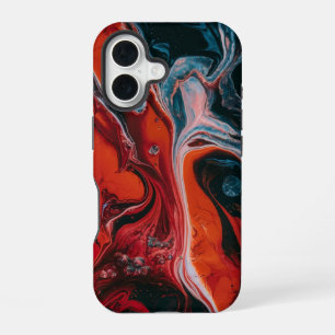Feuerrotes & schwarzes abstraktes Fluid iPhone 16 Hülle