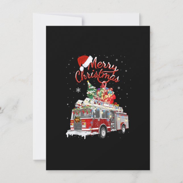 Feuerrucker Santa Sleigh Feuerwehrmann Weihnachtsf Einladung (Vorderseite)