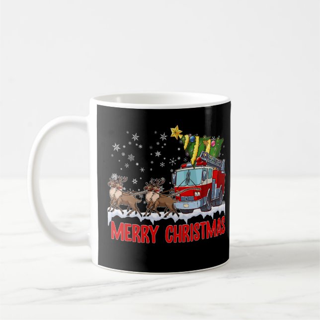 Feuerrucker Santa Sleigh Feuerwehrmann Weihnachtsf Kaffeetasse (Links)