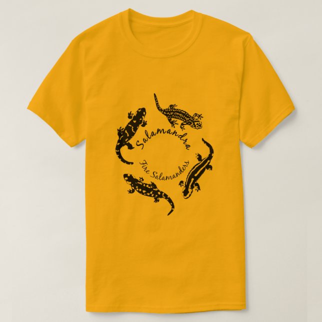 Feuersalamander in einem Ring (Schwarzes Logo) T-Shirt (Design vorne)