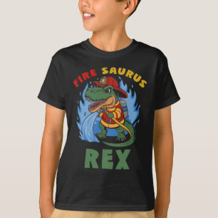 Feuersauer Rex Feuerwehrmann T Rex Dinosaurier T-Shirt