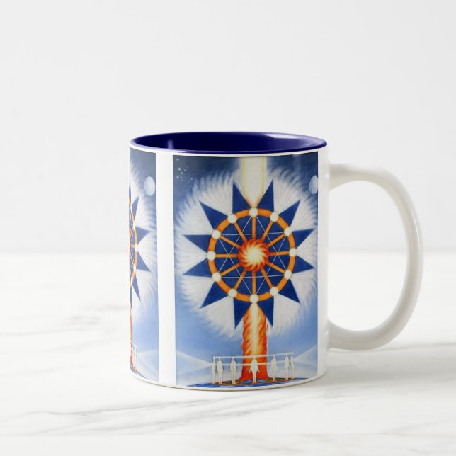 Feuersäule von Lynda Vugler Zweifarbige Tasse (Rechts)
