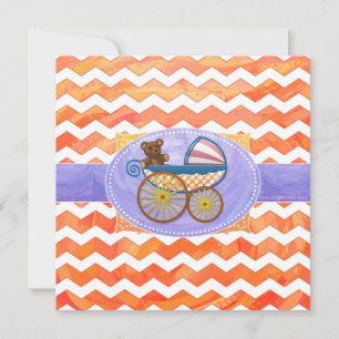 Feuersee Orange Zickzack Baby Einladung
