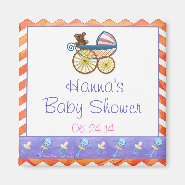 Feuersee Orange Zickzack Baby Magnet (Vorne)