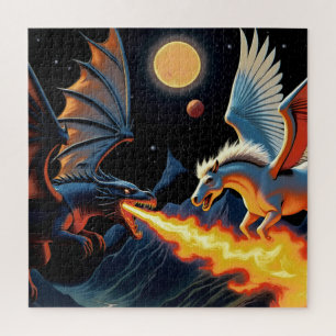 Feuerspeiender Drache und Pegasus