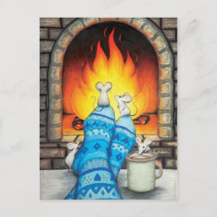 Feuerstätte Mäuse auf Socken einrichten Postkarte