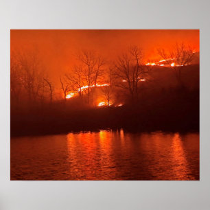 Feuerstein-Hügel-Kansas-Grasland-Brand-Plakat Poster