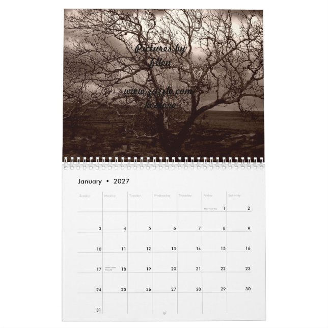 Feuerstein-Hügel von Kansas Kalender (Jan 2027)