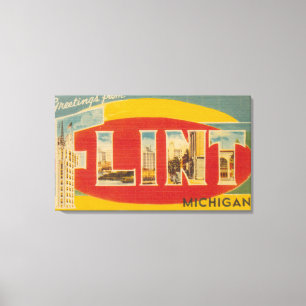 Feuerstein, MichiganLarge Buchstabe ScenesFlint, Leinwanddruck