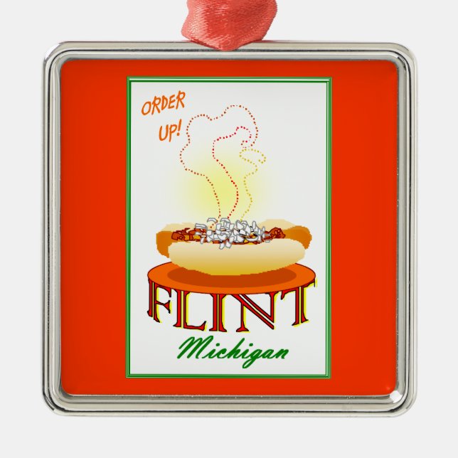 FEUERSTEINconey-Inselverzierung Silbernes Ornament (Vorne)