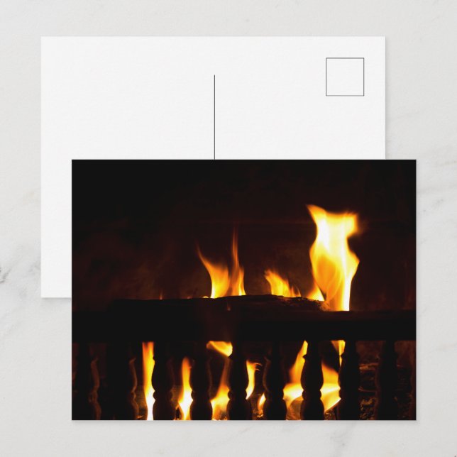 Feuerstelle auf Zuhause Postkarte (Vorne/Hinten)