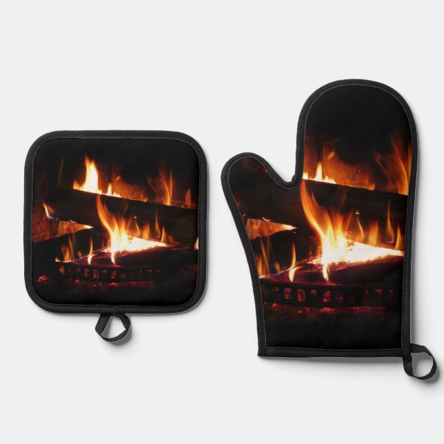 Feuerstromfotografie Ofenhandschuh & Topflappen-Set (Vorderseite)