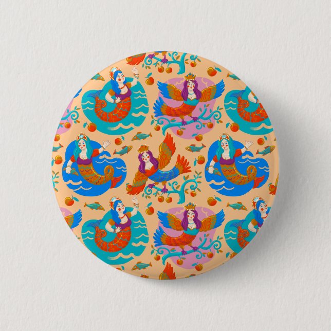 Feuervögel und Meerjungfrauen Button (Vorderseite)