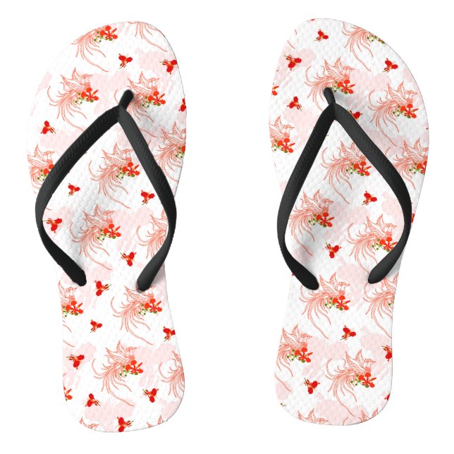Feuervogel und Phönixblume nahtloses Muster Flip Flops (Fußbett)