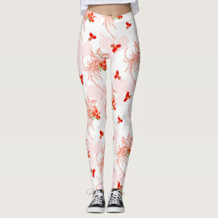 Feuervogel und Phönixblume nahtloses Muster Leggings