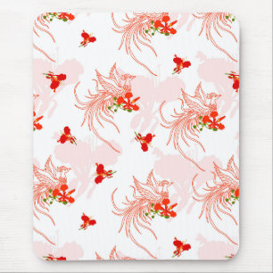Feuervogel und Phönixblume nahtloses Muster Mousepad
