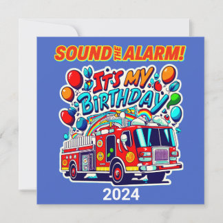 Feuerwagen Birthday Sound der Alarm Feuerwehrmann Einladung