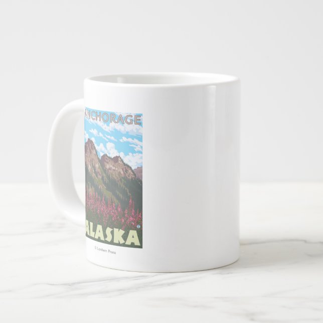 Feuerweed & Mountains - Anchorage, Alaska Jumbo-Tasse (Vorderseite Links)