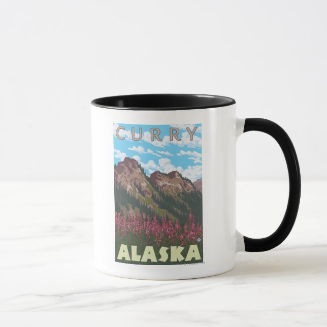 Feuerweh & Berge - Curry, Alaska Tasse (Rechts)