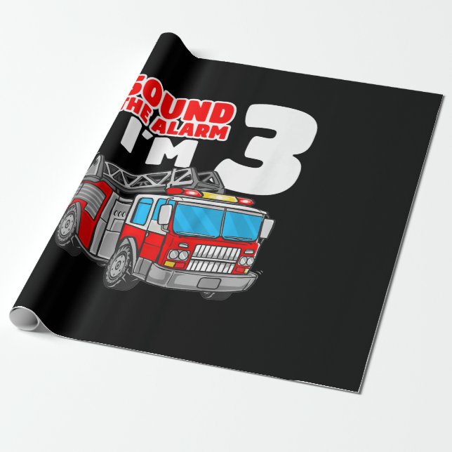 Feuerwehr 3 Jahre alter Feuerwehrmann 3. Geburtsta Geschenkpapier (Ungerollt)