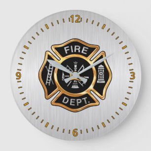 Feuerwehr-Abzeichen-Gold und Silber Große Wanduhr