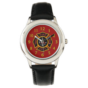 Feuerwehr-Abzeichen-Rot Armbanduhr