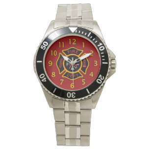 Feuerwehr-Abzeichen-Rot Armbanduhr