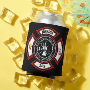 Feuerwehr ADD NAME Feuerwehrmann-Abzeichen Rettung Dosenkühler