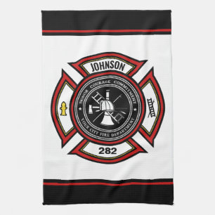 Feuerwehr ADD NAME Feuerwehrmann-Abzeichen Rettung Geschirrtuch