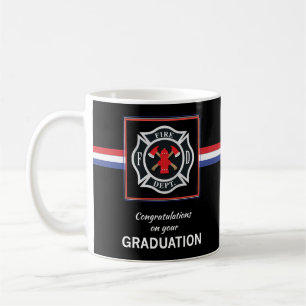 Feuerwehr Akademie Abschluss Emblem auf Schwarz Kaffeetasse