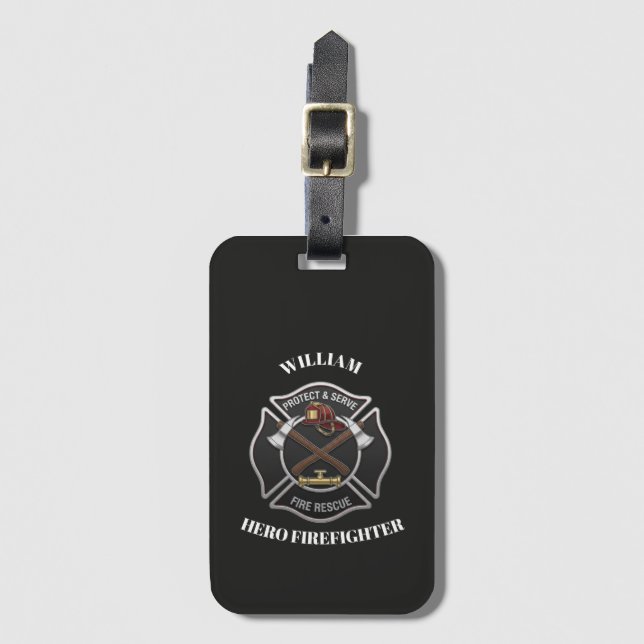 Feuerwehr benutzerdefinierter Textname    Gepäckanhänger (Vorderseite Vertikal)