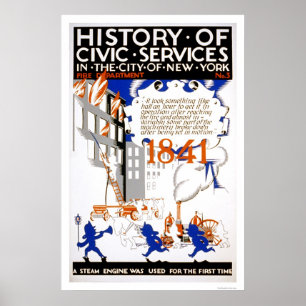 Feuerwehr-Dampf NYC WPA 1936 Poster