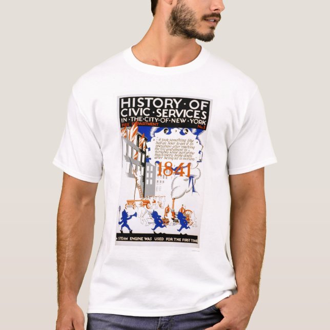 Feuerwehr-Dampf NYC WPA 1936 T-Shirt (Vorderseite)