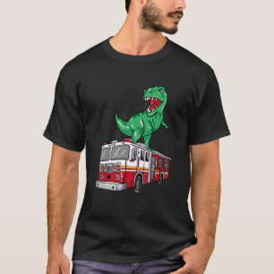 Feuerwehr-Dinosaurier auf Feuerwehrwagen Dino T-Shirt