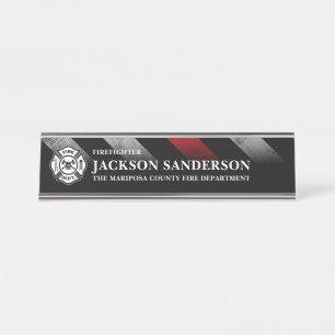 Feuerwehr Feuerwehr Thin Red Line Logo Schreibtischnamensplakette
