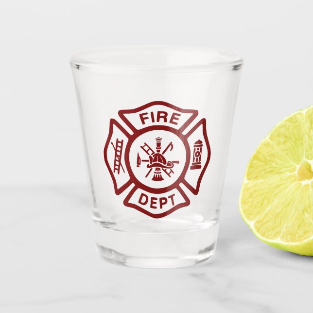 Feuerwehr-Feuerwehrmann-Abzeichen Schnapsglas (Vorderseite)