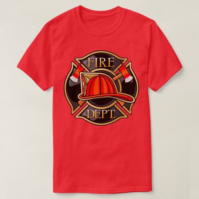Feuerwehr Feuerwehrmann Maltesisches Kreuz mit Tan T-Shirt (Design vorne)
