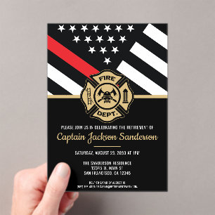 Feuerwehr Feuerwehrruhestand Acryleinladungen