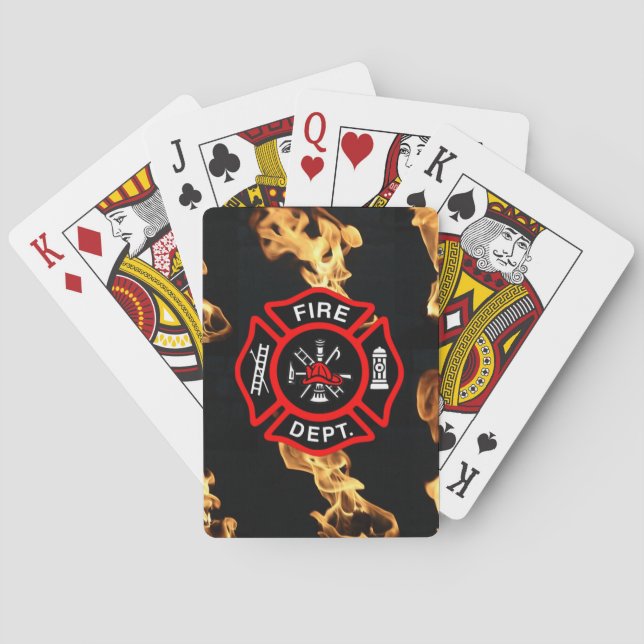 Feuerwehr-Flammen-Rot-Schild des Feuerwehrmann-| Spielkarten (Rückseite)
