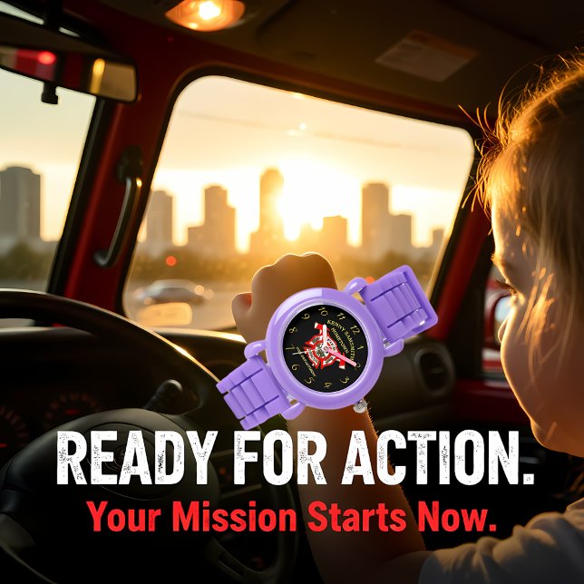 Feuerwehr: Gold und rotes Abzeichen mit Brandbombe Armbanduhr (Von Creator hochgeladen)