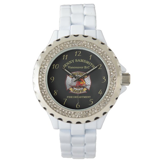 Feuerwehr Gold und Silber-Ehefrau-Abzeichen Armbanduhr (Vorderseite)