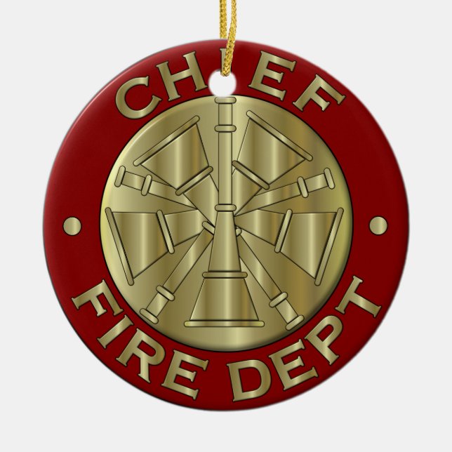 Feuerwehr-Hauptmessingsymbol Keramik Ornament (Vorne)