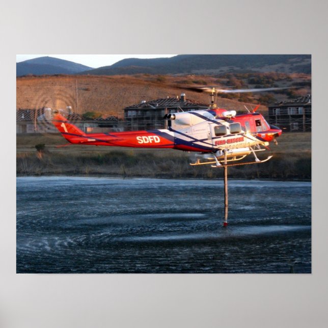 Feuerwehr in San Diego Helicopter Poster (Vorne)