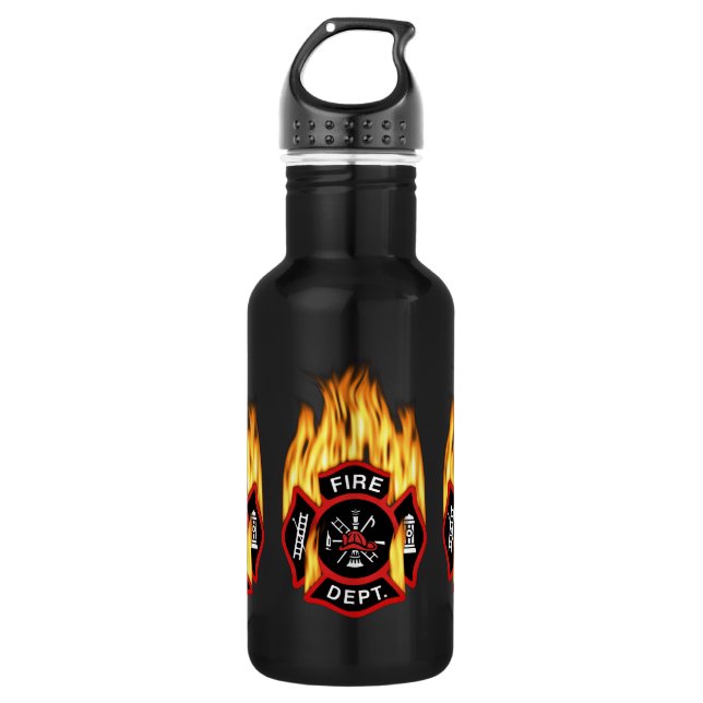 Feuerwehr-loderndes Abzeichen Edelstahlflasche (Vorderseite)