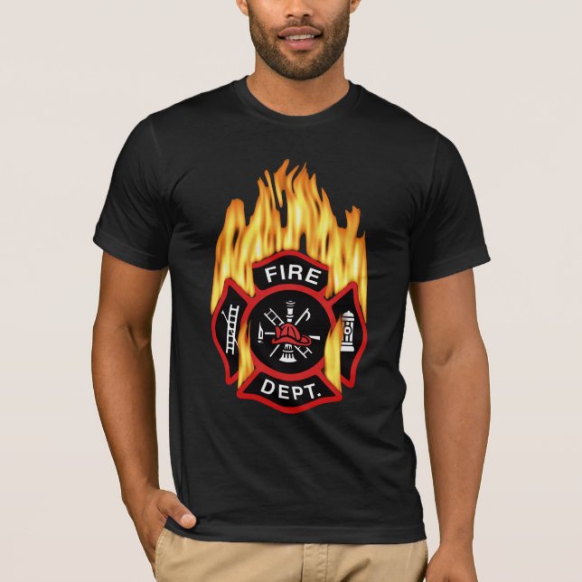 Feuerwehr-loderndes Abzeichen T-Shirt (Vorderseite)