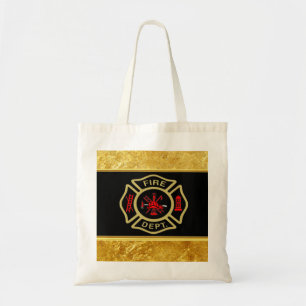 Feuerwehr-Logo Gold und hinteres Abzeichengold Tragetasche