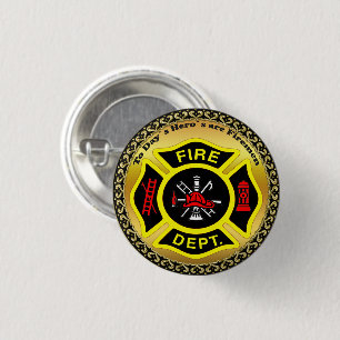 Feuerwehr-Logo schwarzes und gelbes Abzeichen Button