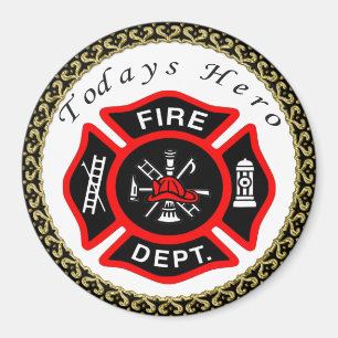 Feuerwehr-Logo schwarzes und rotes Abzeichen Magnet