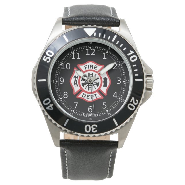 Feuerwehr maltesisches Kreuz, Feuerwehrbeobachter  Armbanduhr (Vorderseite)