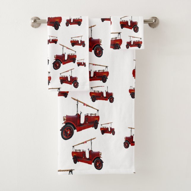Feuerwehr-Oldtimer-Muster, Badhandtuch Set (Insitu)